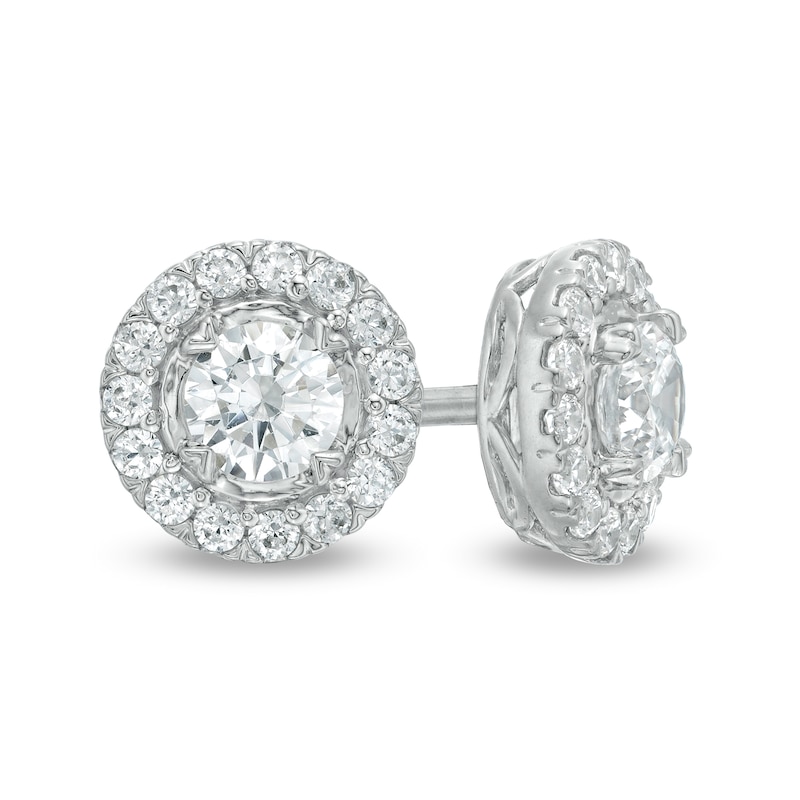 Main Image 1 of 0.75 CT. T.W. Diamond Frame Stud Earrings in 10K White Gold (I/I3)