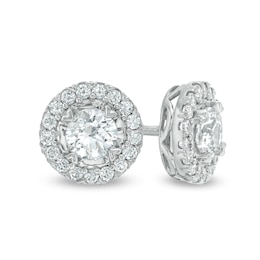 1.00 CT. T.W. Diamond Frame Stud Earrings in 10K White Gold (I/I3)