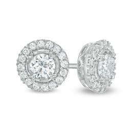 1.25 CT. T.W. Diamond Frame Stud Earrings in 10K White Gold (I/I3)