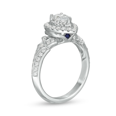 Vera Wang Love Collection 0.95 CT. T.W. Pear-Shaped Diamond Double Frame Engagement Ring in 14K White Gold