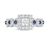 Vera Wang Love Collection 0.95 CT. T.W. Princess-Cut Diamond and Blue Sapphire Engagement Ring in 14K White Gold