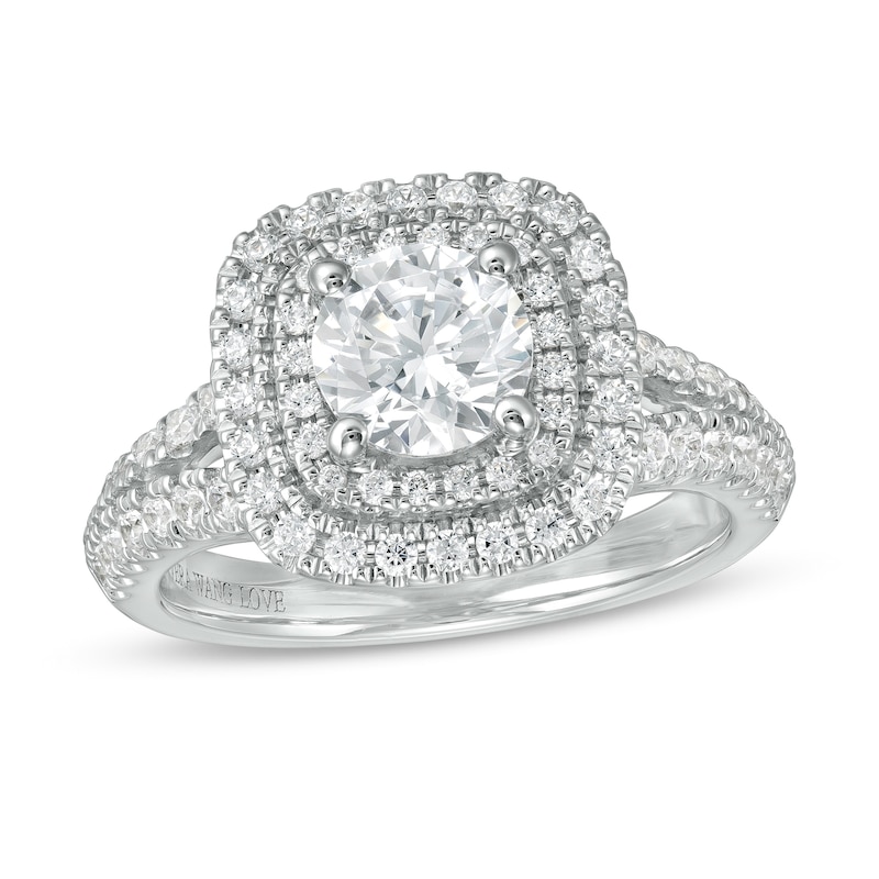 Vera Wang Love Collection 1.69 CT. T.W. Diamond Double Cushion Frame Engagement Ring in 14K White Gold|Peoples Jewellers