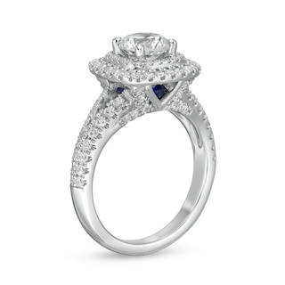 Vera Wang Love Collection 1.69 CT. T.W. Diamond Double Cushion Frame Engagement Ring in 14K White Gold