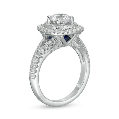 Vera Wang Love Collection 1.69 CT. T.W. Diamond Double Cushion Frame Engagement Ring in 14K White Gold