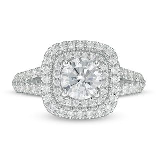 Vera Wang Love Collection 1.69 CT. T.W. Diamond Double Cushion Frame Engagement Ring in 14K White Gold