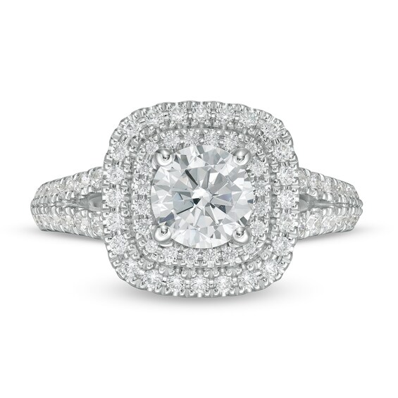 Vera Wang Love Collection 1.69 CT. T.W. Diamond Double Cushion Frame Engagement Ring in 14K White Gold