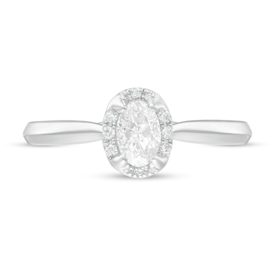 0.62 CT. T.W. Oval Diamond Frame Engagement Ring in 14K White Gold (I/I2)