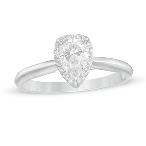 0.62 CT. T.W. Pear-Shaped Diamond Frame Engagement Ring in 14K White Gold (I/I2)