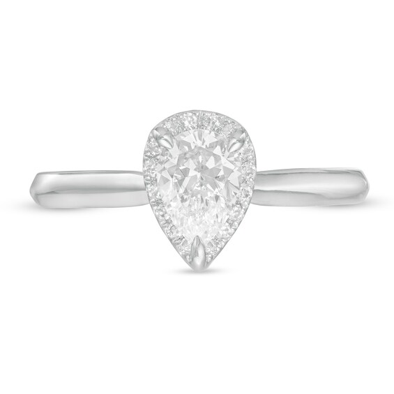 0.62 CT. T.W. Pear-Shaped Diamond Frame Engagement Ring in 14K White Gold (I/I2)