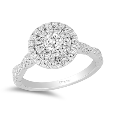 Enchanted Disney Belle 0.95 CT. T.W. Diamond Double Frame Engagement Ring in 14K White Gold