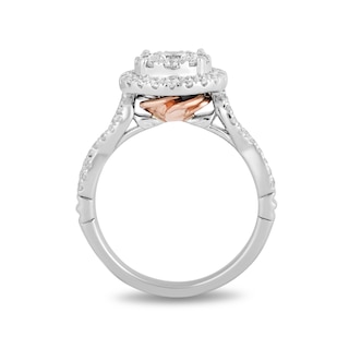 Enchanted Disney Belle 0.95 CT. T.W. Diamond Double Frame Engagement Ring in 14K White Gold