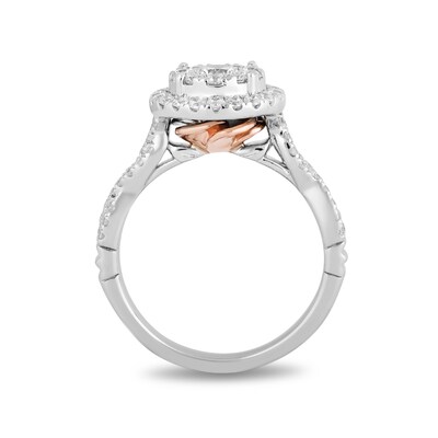 Enchanted Disney Belle 0.95 CT. T.W. Diamond Double Frame Engagement Ring in 14K White Gold