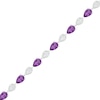Thumbnail Image 0 of Pear-Shaped Amethyst and Lab-Created White Sapphire Teardrop Link Alternating Line Bracelet in Sterling Silver - 7.25"
