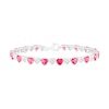 Thumbnail Image 1 of Heart-Shaped Lab-Created Ruby and White Sapphire Cluster Heart Link Alternating Line Bracelet in Sterling Silver - 7.25"