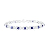 Thumbnail Image 1 of 4.0mm Lab-Created Blue Sapphire and 0.12 CT. T.W. Diamond "XO" Link Line Bracelet in Sterling Silver - 7.5"