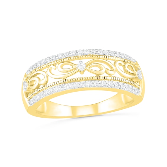 0.23 CT. T.W. Diamond Edge Vintage-Style Ring in 10K Gold