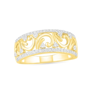 0.29 CT. T.W. Diamond Open Curlicue Ring in 10K Gold