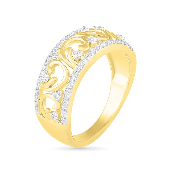 0.29 CT. T.W. Diamond Open Curlicue Ring in 10K Gold