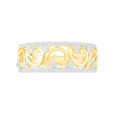 0.29 CT. T.W. Diamond Open Curlicue Ring in 10K Gold