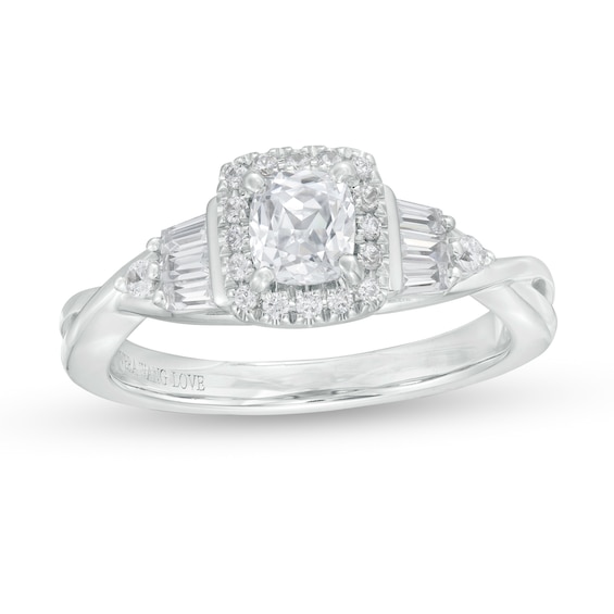 Vera Wang Love Collection 0.69 CT. T.W. Cushion-Cut Diamond Frame Engagement Ring in 14K White Gold