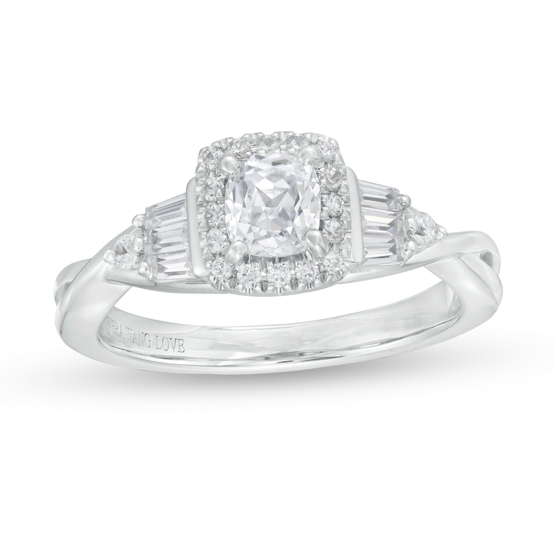 Vera Wang Love Collection 0.69 CT. T.W. Cushion-Cut Diamond Frame Engagement Ring in 14K White Gold|Peoples Jewellers