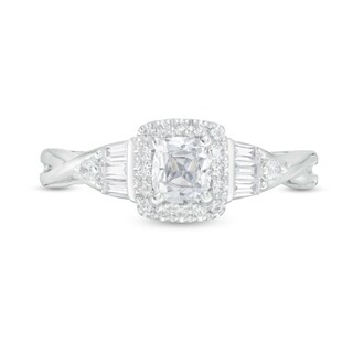 Vera Wang Love Collection 0.69 CT. T.W. Cushion-Cut Diamond Frame Engagement Ring in 14K White Gold