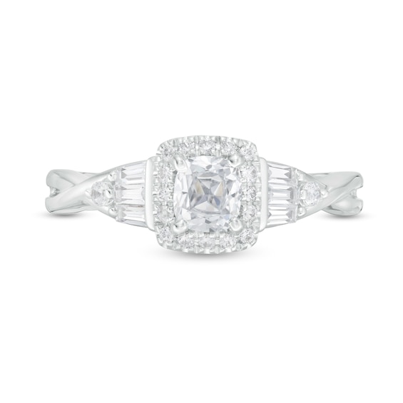 Vera Wang Love Collection 0.69 CT. T.W. Cushion-Cut Diamond Frame Engagement Ring in 14K White Gold