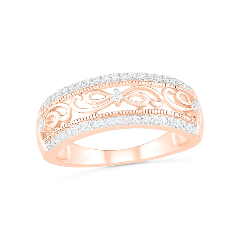 0.23 CT. T.W. Diamond Edge Vintage-Style Ring in 10K Rose Gold|Peoples Jewellers