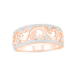 0.29 CT. T.W. Diamond Open Curlicue Ring in 10K Rose Gold