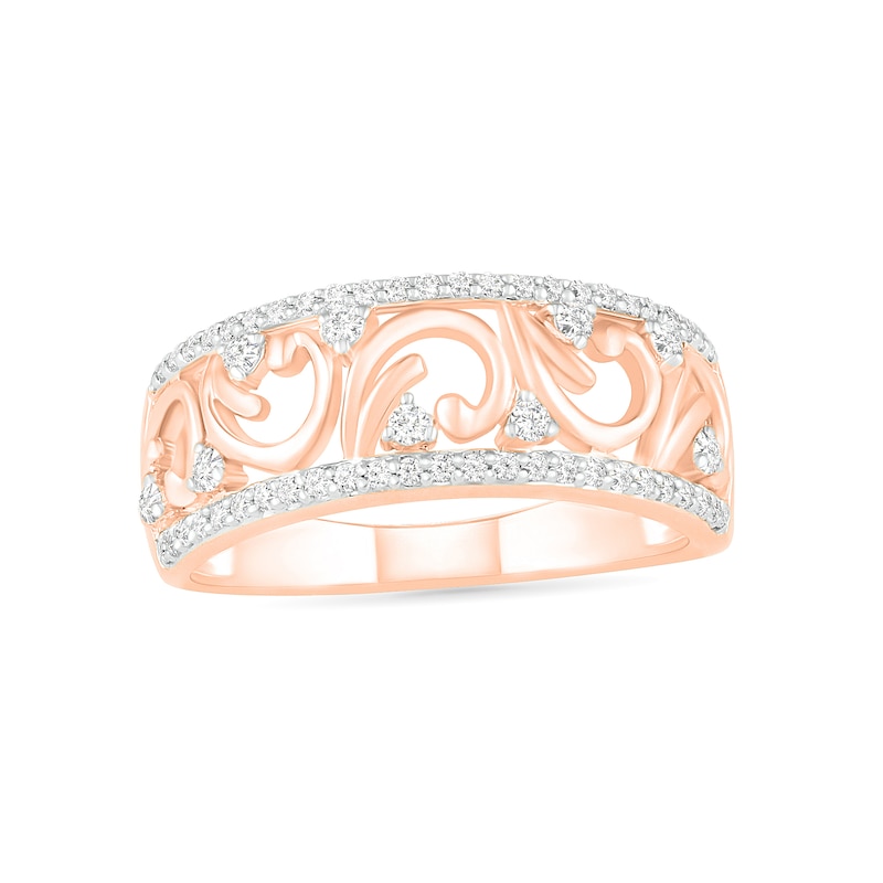 0.29 CT. T.W. Diamond Open Curlicue Ring in 10K Rose Gold|Peoples Jewellers