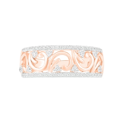 0.29 CT. T.W. Diamond Open Curlicue Ring in 10K Rose Gold