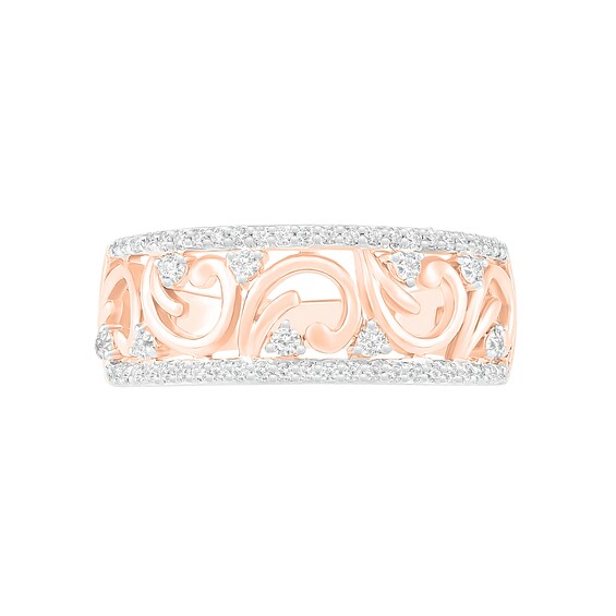 0.29 CT. T.W. Diamond Open Curlicue Ring in 10K Rose Gold