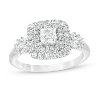 Vera Wang Love Collection 0.95 CT. T.W. Princess-Cut Diamond Frame Engagement Ring in 14K White Gold