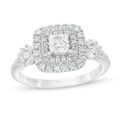 Vera Wang Love Collection 0.95 CT. T.W. Princess-Cut Diamond Frame Engagement Ring in 14K White Gold