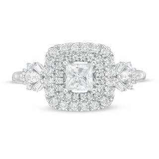 Vera Wang Love Collection 0.95 CT. T.W. Princess-Cut Diamond Frame Engagement Ring in 14K White Gold