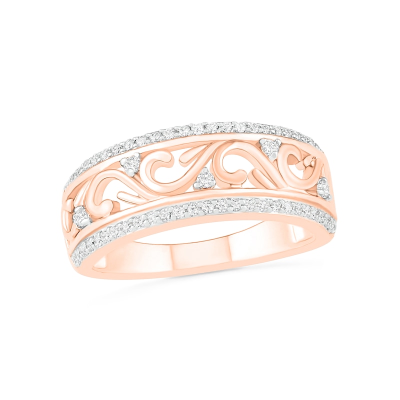 0.23 CT. T.W. Diamond Alternating Filigree Ring in 10K Rose Gold|Peoples Jewellers