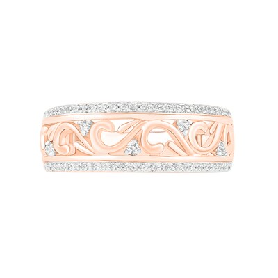 0.23 CT. T.W. Diamond Alternating Filigree Ring in 10K Rose Gold