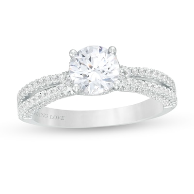 Vera Wang Love Collection 1.45 CT. T.W. Certified Diamond Frame Engagement Ring in 14K White Gold (I/SI2)