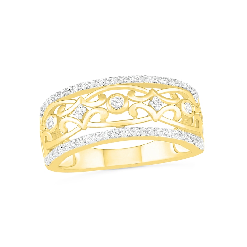 Main Image 1 of 0.29 CT. T.W. Diamond Ornate Ring in 10K Gold