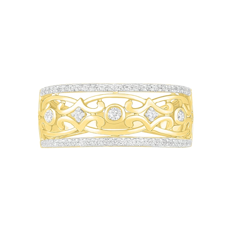 Main Image 3 of 0.29 CT. T.W. Diamond Ornate Ring in 10K Gold