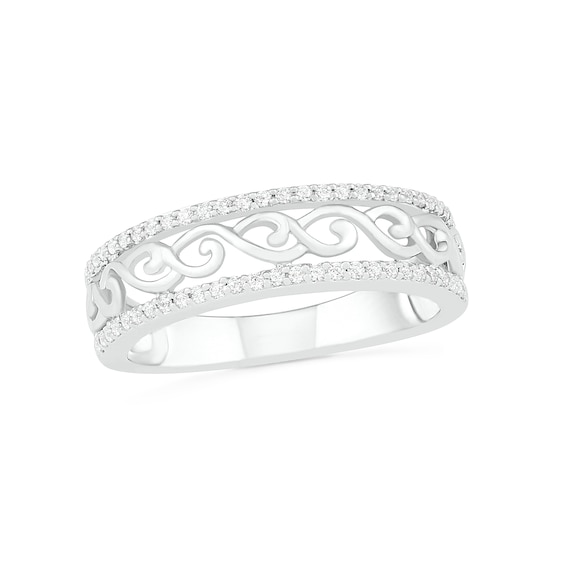 0.18 CT. T.W. Diamond Open Scrollwork Ring in Sterling Silver