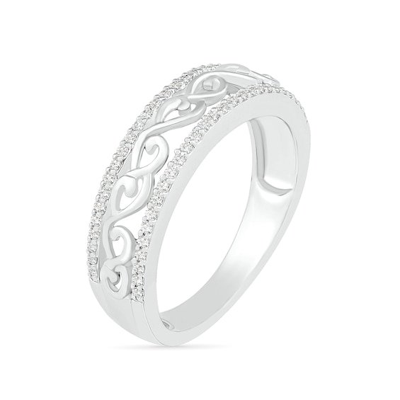 0.18 CT. T.W. Diamond Open Scrollwork Ring in Sterling Silver