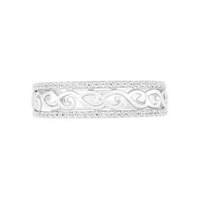 0.18 CT. T.W. Diamond Open Scrollwork Ring in Sterling Silver