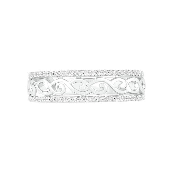 0.18 CT. T.W. Diamond Open Scrollwork Ring in Sterling Silver