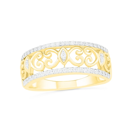 0.23 CT. T.W. Diamond Ornate Scrollwork Ring in 10K Gold