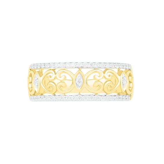 0.23 CT. T.W. Diamond Ornate Scrollwork Ring in 10K Gold