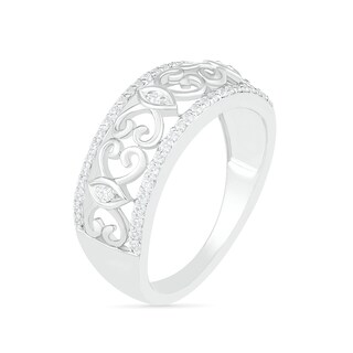 0.23 CT. T.W. Diamond Ornate Filigree Ring in 10K White Gold