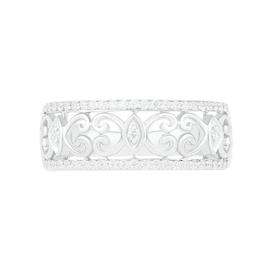 0.23 CT. T.W. Diamond Ornate Filigree Ring in 10K White Gold