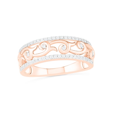 0.23 CT. T.W. Diamond Vine Ring in 10K Rose Gold