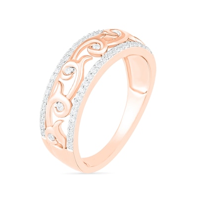 0.23 CT. T.W. Diamond Vine Ring in 10K Rose Gold